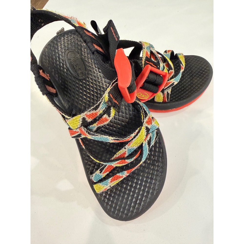 Chaco Kids Z1 Ecotread Sandals Black Red Geometric Straps Size 10 J180175